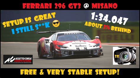 ACC Ferrari 296 GT3 Misano 1 34 047 Multi Cam Lap GREAT FREE