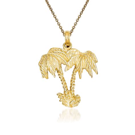 Kt Yellow Gold Palm Tree Pendant Necklace Ross Simons