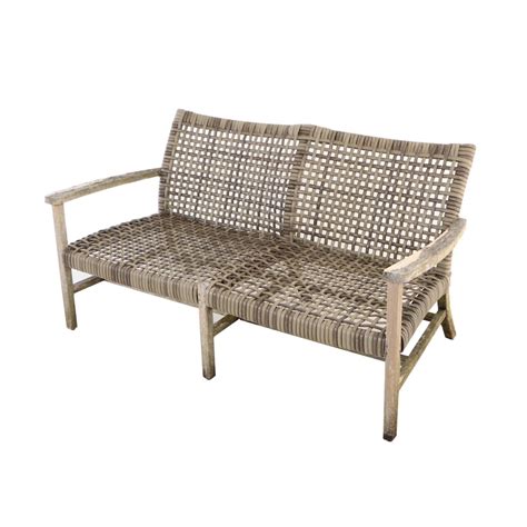 Frontgate Teak And Resin Wicker Isola Patio Loveseat Ebth