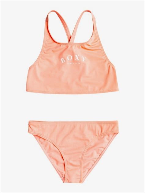 Just Good Vibes Crop Top Bikini Set For Girls 8 16 Roxy