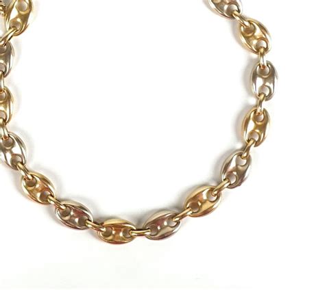 Bracelet souple en or de 2 tons 18K 750 oo maille grain de café