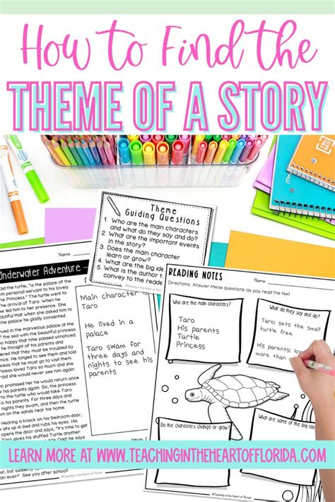 how to find the theme of a story with text overlay and pictures on it