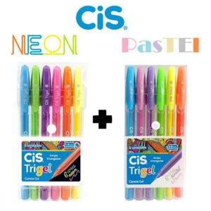 Caneta Gel Cis Trigel Kit Cores Neon Pastel Papelaria Art Pel