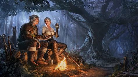 Geralt And Ciri Art Geralt Fantasy Anton Nazarenko Luminos The Witcher Hd Wallpaper Peakpx