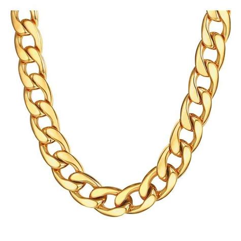 Chaine collier homme acier doré maille cubaine hip hop 60cm