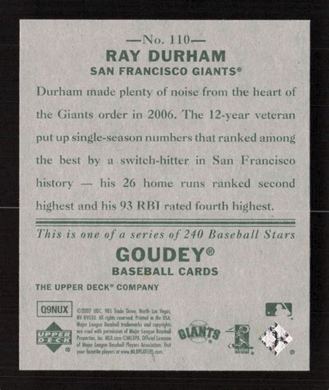 Upper Deck Goudey Ray Durham For Sale Online Ebay