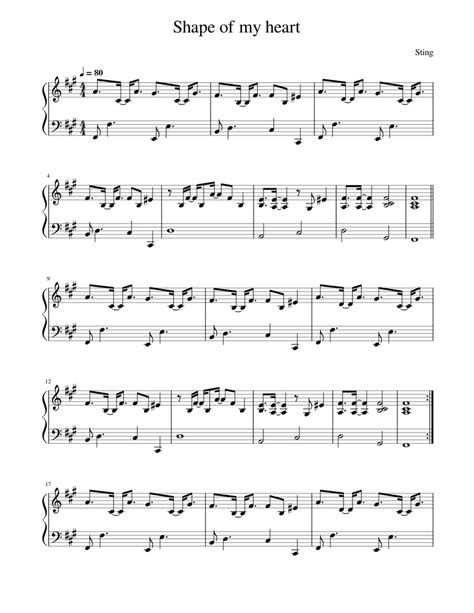 Shape Of My Heart Sting Sheet Music For Piano Solo