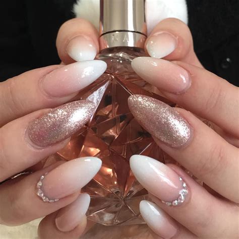 Almond Baby Boomers With Glitter Rose Gold Nails Acrylic French