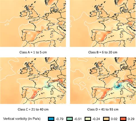 Vertical Vorticity At 700 Hpa In Pas For Class A B C And D The