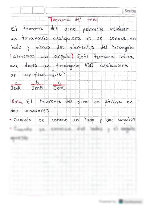 SOLUTION Apuntes Teorema Del Seno Y Coseno Studypool