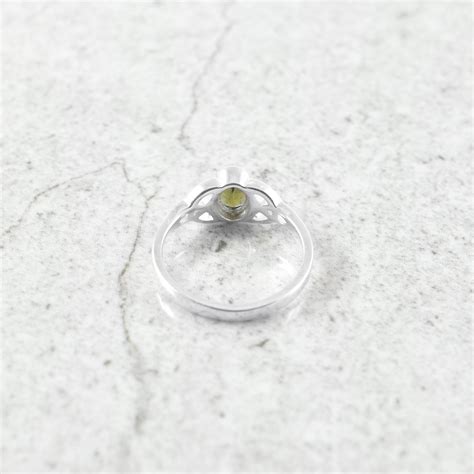 Sophisticated 304g Sterling Silver Ring With Faceted 7x5mm Moldavite