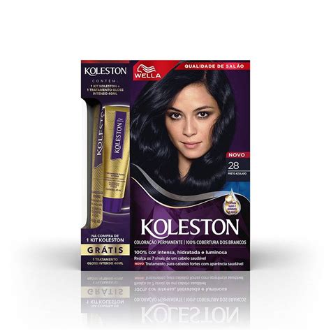 Kit Koleston Tintura Preto Azulado Tratamento Gloss Intenso