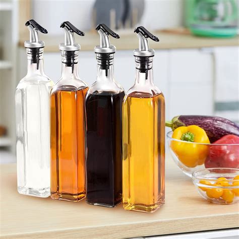 Olive Oil Bottle Dispenser YULEER 6 Pack 17oz 500ml Glass Oil And