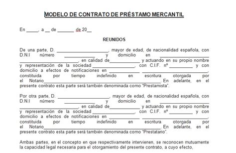 Contrato De Prestamo Mercantil Ejemplos Y Formatos Word Y Pdf Para Images