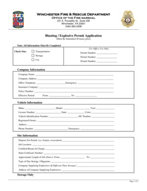 Fillable Online Winchesterva Blasting Explosive Bpermitb Application