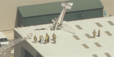 Small Plane Crashes Into Southern California Airport Roof Buried Nose