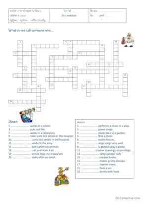 Present Simple Tense Crossword Vocabulary Practice Engl