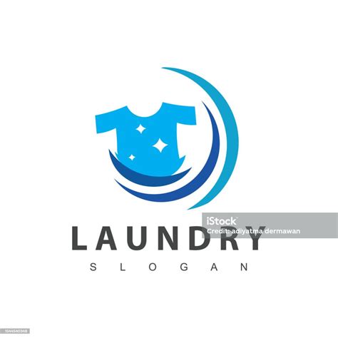 Template Logo Binatu Logo Ilustrasi Laundry Sederhana Dengan Simbol Tshirt Dan Gantungan