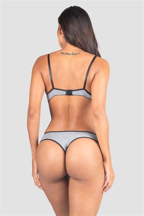 Conjunto Lingerie Mylena Cinza Preto Ref P03 20 A Kaisan