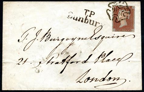 John Kinnard Stamps SG8 Bs 8 1d Red Plate 19 Sunbury To London Letters IK