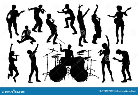 Musicians Rock Pop Band Silhouettes Stock Vector - Illustration of ...