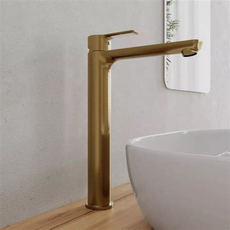 Miscelatore Lavabo Alto In Ottone Oro Spazzolato Key