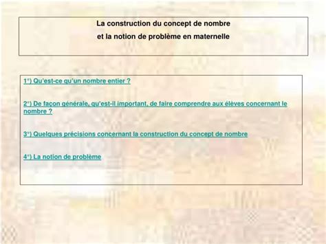 Ppt La Construction Du Concept De Nombre Et La Notion De Problème En