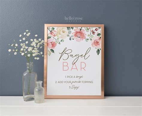 Bagel Bar Printable Table Sign Bagel Station Floral Watercolor