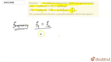 For Different Independent Waves Are Represented By A Y 1 A 1 Sin