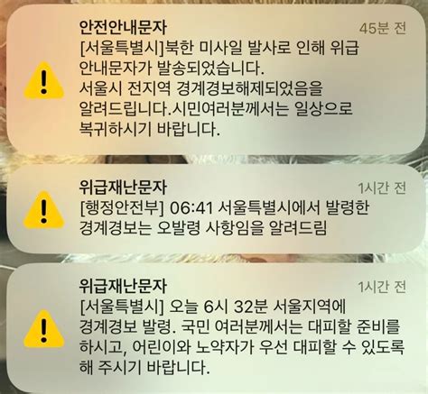 경계경보 오발령 문자 서울시 공식 입장 밝혔다 위키트리