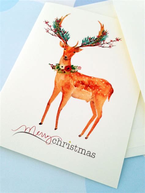 Christmas Cards Holiday Cards Reindeer Cards | Etsy