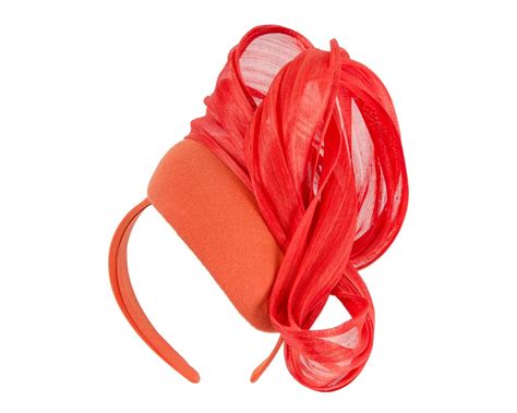 Bespoke Orange Winter Racing Pillbox With Bow By Fillies Collection