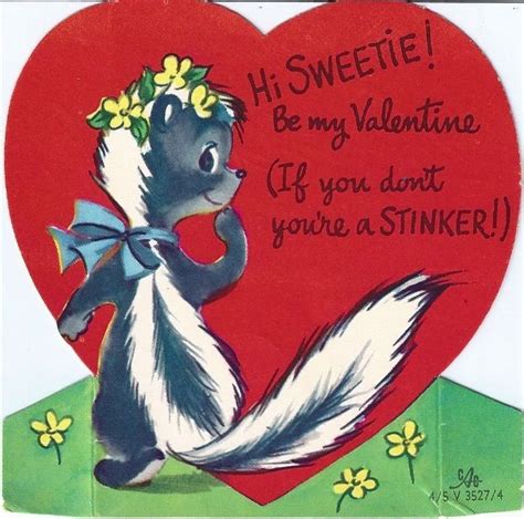 Vintage Valentines Day Greeting Card Skunk Valentines Day