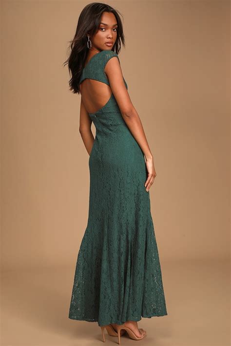 Chic Green Maxi Dress Lace Maxi Gown Backless Maxi Dress Lulus