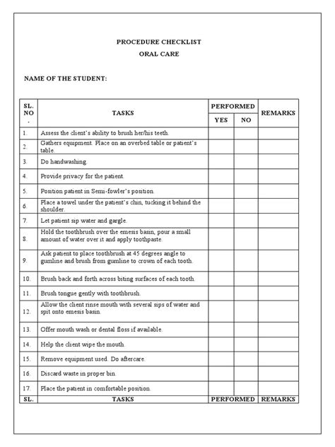 Procedure Checklist | PDF