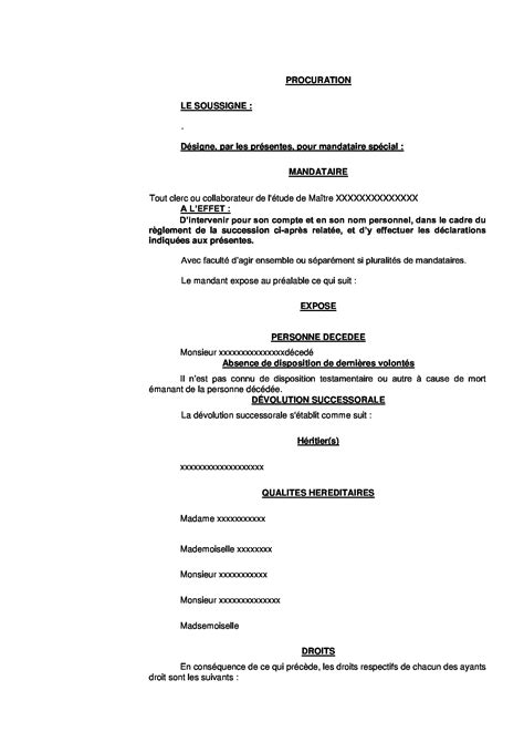 Sucession Procuration Notarial