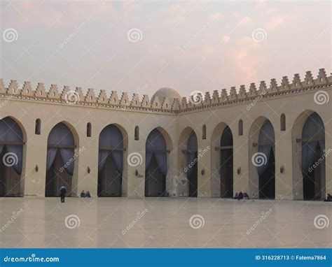 Courtyard of Al-Hakim Mosque in Cairo, Egypt in Evening - Ancient ...