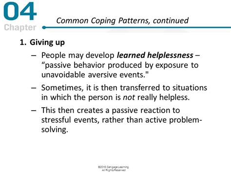 2015 Cengage Learning All Rights Reserved Chapter 4 Coping Processes