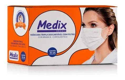 Medix Mascara Descartavel Hospitalar Tripla Camada Anvisa Cor Branco