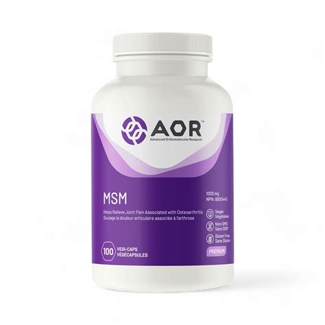 Msm 1000 Mg 100 Softgels Aor Syner G Supplements