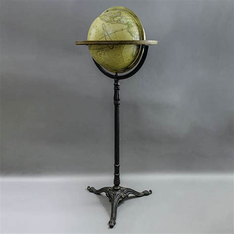 Lorings 12 Inch Floor Globe Tripod Iron Stand Antique Boston 1865