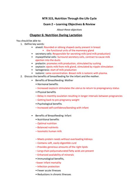 Ntr Exam Review Ntr Nutrition Through The Life Cycle Exam