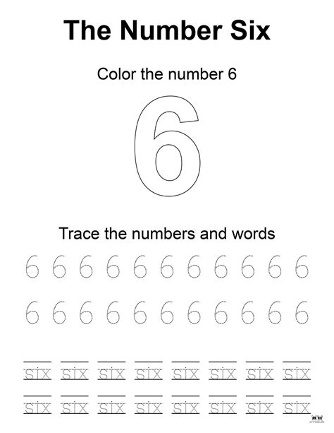 Number 6 Tracing Worksheets 15 Free Pages Printabulls