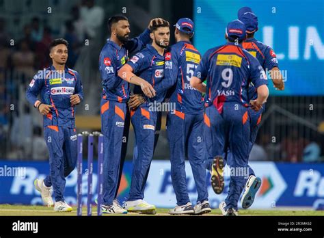 Lucknow Super Giants Naveen Ul Haq Third Left Celebrates With