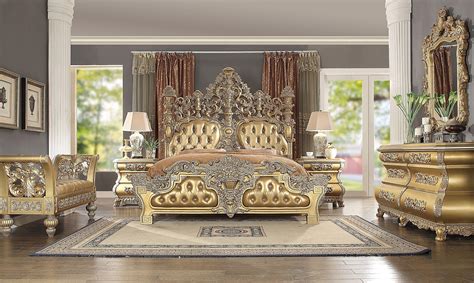 Tufted Pearl White Gold Patina King Bed Dresden Ii Ek Acme