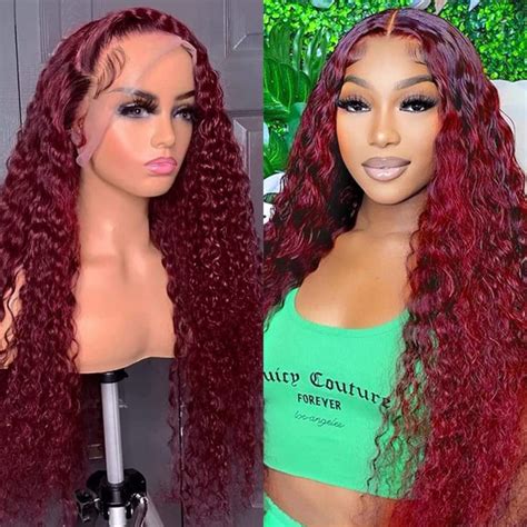 Andria Burgundy Lace Front Wigs Long Body Wave Glueless Natural Wave