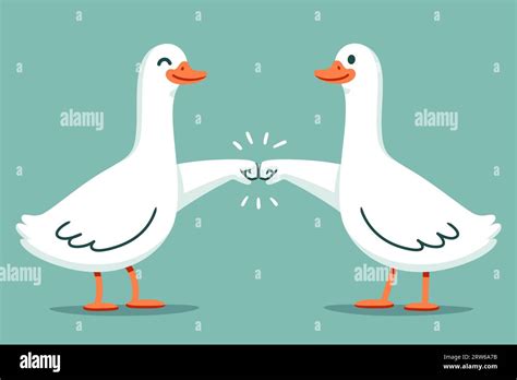 Goosebumps Two Funny Cartoon Geese Doing Fistbump Cute Pun Vector