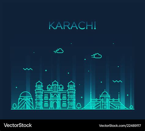 Karachi skyline pakistan linear style city Vector Image