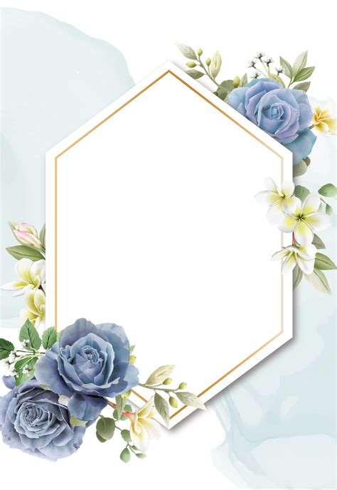 Elegant Royal Blue Roses Wedding Invitation Card Png