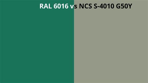 Ral 6016 Vs Ncs S 4010 G50y Ral Colour Chart Uk